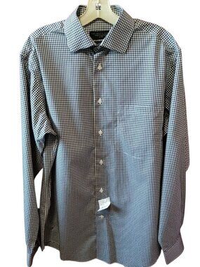 The Mens Store Bloomingdales Black & White Gingham Check Long Sleeve Shirt Lrge